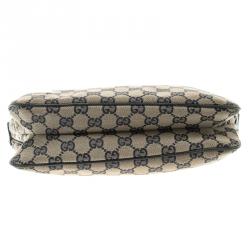 Pre Owned Gucci Beige/Navy Blue GG Canvas Web Shoulder Bag
