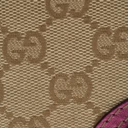 Gucci Beige/Metallic Magenta GG Canvas Britt Compact Wallet