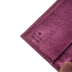 Gucci Beige/Metallic Magenta GG Canvas Britt Compact Wallet