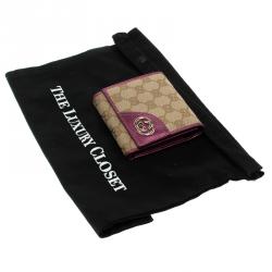 Gucci Beige/Metallic Magenta GG Canvas Britt Compact Wallet