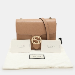 Pre Owned Gucci Brown Leather Dollar Interlocking G Crossbody Bag