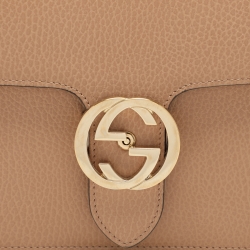 Pre Owned Gucci Brown Leather Dollar Interlocking G Crossbody Bag