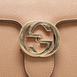 Pre Owned Gucci Brown Leather Dollar Interlocking G Crossbody Bag