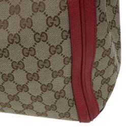 Pre Owned Gucci Red Trim GG Canvas Bella Tote