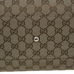 Pre Owned Gucci Red Trim GG Canvas Bella Tote