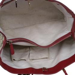 Pre Owned Gucci Red Trim GG Canvas Bella Tote