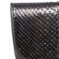 Pre Owned Gucci Metallic Python 1973 Gunmetal Clutch