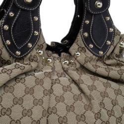 Pre Owned Gucci GG Canvas Medium Pelham Studded Hobo
