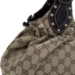 Pre Owned Gucci GG Canvas Medium Pelham Studded Hobo