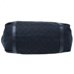 Pre Owned Gucci Black GG Canvas Ladies Web Large Hobo