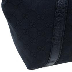 Pre Owned Gucci Black GG Canvas Ladies Web Large Hobo