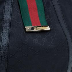 Pre Owned Gucci Black GG Canvas Ladies Web Large Hobo