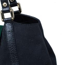 Pre Owned Gucci Black GG Canvas Ladies Web Large Hobo