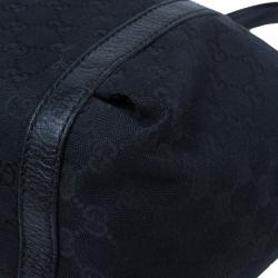 Pre Owned Gucci Black GG Canvas Ladies Web Large Hobo