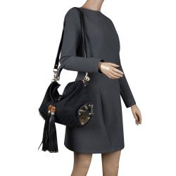 Pre Owned Gucci Black GG Canvas Medium Babouska Indy Top Handle Bag