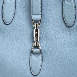 Pre Owned Gucci Baby Blue Leather Jackie Tote