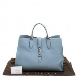 Pre Owned Gucci Baby Blue Leather Jackie Tote