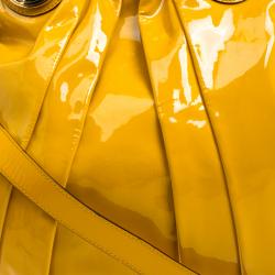 Pre Owned Gucci Yellow Patent Leather Large Hysteria Hobo
