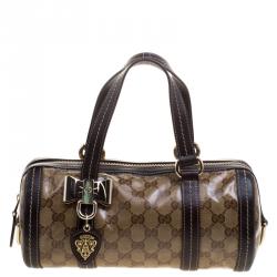 مملوكة مسبقًا Gucci Beige/Ebony GG Crystal Canvas Small Duchessa Boston Bag