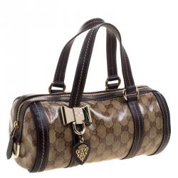 مملوكة مسبقًا Gucci Beige/Ebony GG Crystal Canvas Small Duchessa Boston Bag