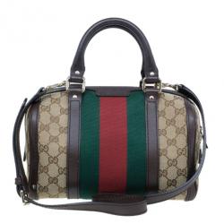Pre Owned Gucci GG Canvas Web Detail Original Boston Bag