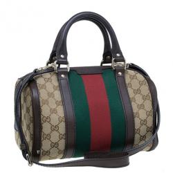 Pre Owned Gucci GG Canvas Web Detail Original Boston Bag