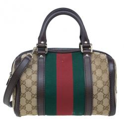 Pre Owned Gucci GG Canvas Web Detail Original Boston Bag
