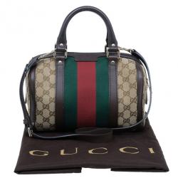 Pre Owned Gucci GG Canvas Web Detail Original Boston Bag