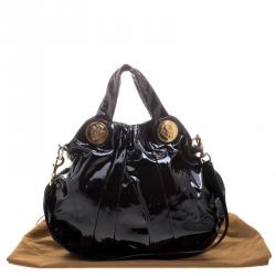 Pre Owned Gucci Black Patent Leather Large Hysteria Hobo