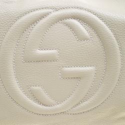 Pre Owned Gucci Light Beige Pebbled Leather Soho Hobo