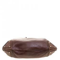 Pre Owned Gucci Brown Leather Medium Babouska Indy Top Handle Bag