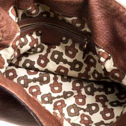 Pre Owned Gucci Brown Leather Medium Babouska Indy Top Handle Bag