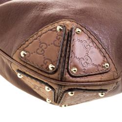 Pre Owned Gucci Brown Leather Medium Babouska Indy Top Handle Bag