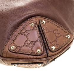 Pre Owned Gucci Brown Leather Medium Babouska Indy Top Handle Bag