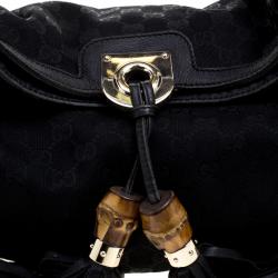 Pre Owned Gucci Black GG Canvas Medium Babouska Indy Top Handle Bag