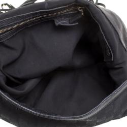 Pre Owned Gucci Black GG Canvas Medium Babouska Indy Top Handle Bag