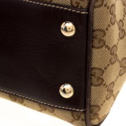 Pre Owned Gucci Beige GG Canvas Preggy Braided Bamboo Tassel Tote