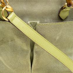 Pre Owned Gucci Mint Green Suede Vintage Bamboo Handle Bag