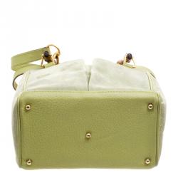 Pre Owned Gucci Mint Green Suede Vintage Bamboo Handle Bag