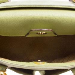 Pre Owned Gucci Mint Green Suede Vintage Bamboo Handle Bag