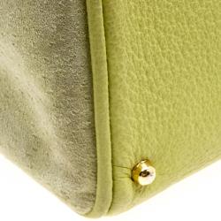 Pre Owned Gucci Mint Green Suede Vintage Bamboo Handle Bag