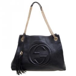 مملوكة مسبقًا Gucci Black Pebbled Leather Medium Soho Tote