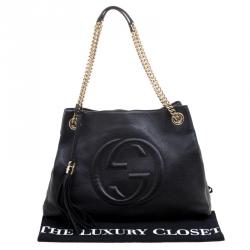 مملوكة مسبقًا Gucci Black Pebbled Leather Medium Soho Tote