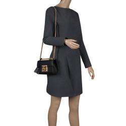 Pre Owned Gucci Black Leather Small Padlock Shoulder Bag