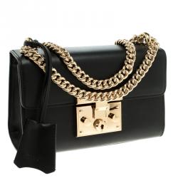 Pre Owned Gucci Black Leather Small Padlock Shoulder Bag