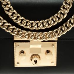 Pre Owned Gucci Black Leather Small Padlock Shoulder Bag