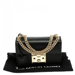 Pre Owned Gucci Black Leather Small Padlock Shoulder Bag