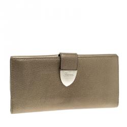 Gucci Metallic Beige Leather Continental Wallet