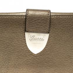 Gucci Metallic Beige Leather Continental Wallet