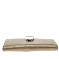 Gucci Metallic Beige Leather Continental Wallet